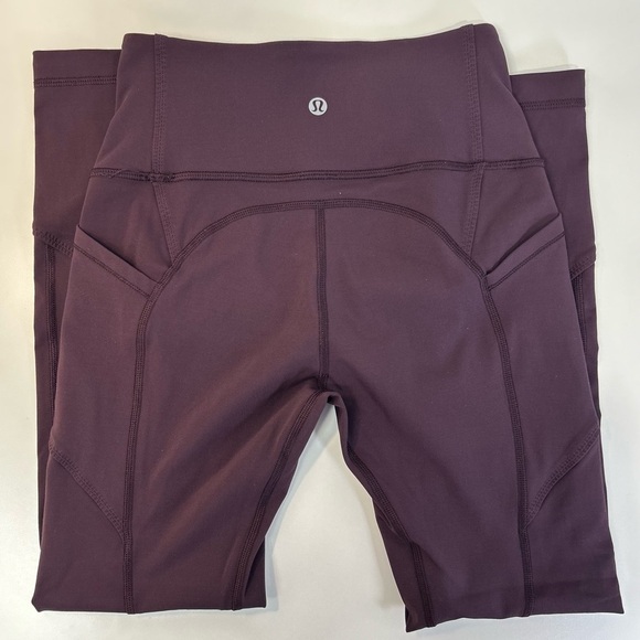 Lululemon High-Rise Tight 25” Pockets Nulux Cassis Burgundy Size 4 - Picture 4 of 6